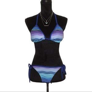 Bluewave Blue and Multi Color String Bikin Sz: L